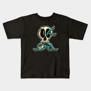 Skull Zombie Fingers Halloween Horror Cartoon Logo Kids T-Shirt